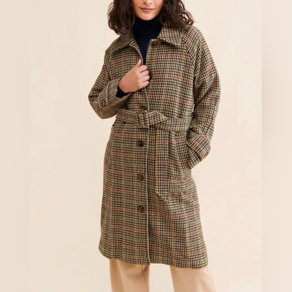 Anthropologie Suncoo Evan plaid overcoat w/vest